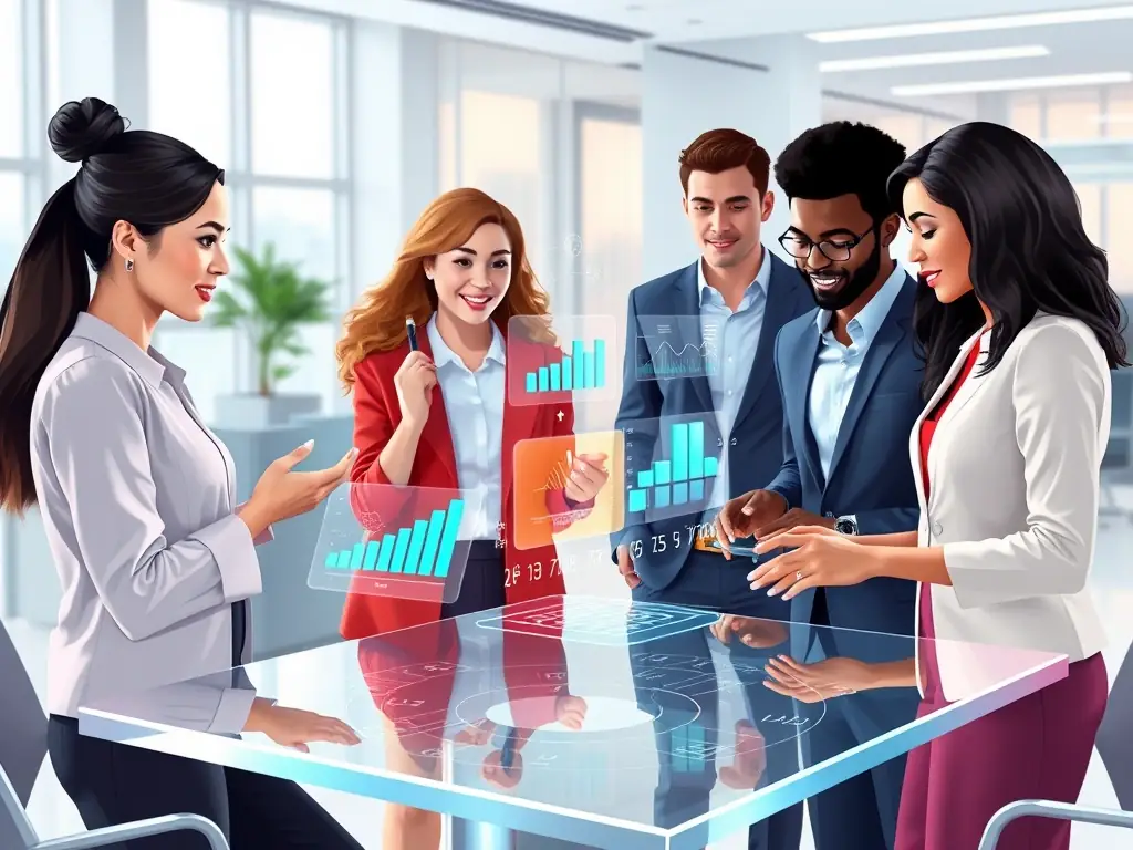 A team of consultants collaborating on process flowcharts, illustrating the optimization of business processes for increased efficiency and productivity.
